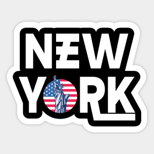 New York - American Flag Statue of Liberty Sticker